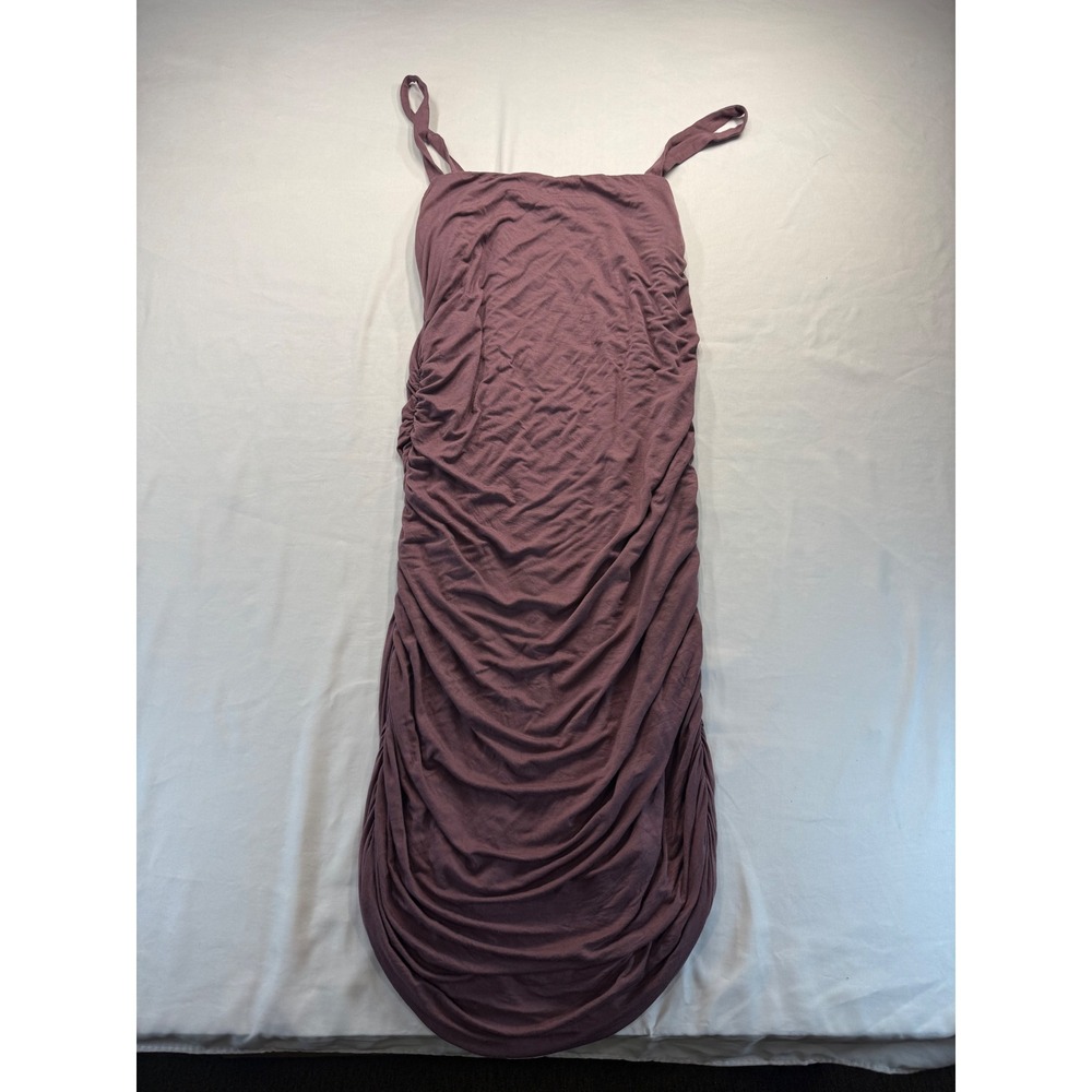 Womens Ruched Bodycon Midi Dress Mauve Pink Sleeveless Stretch 2XL DWR709 USA